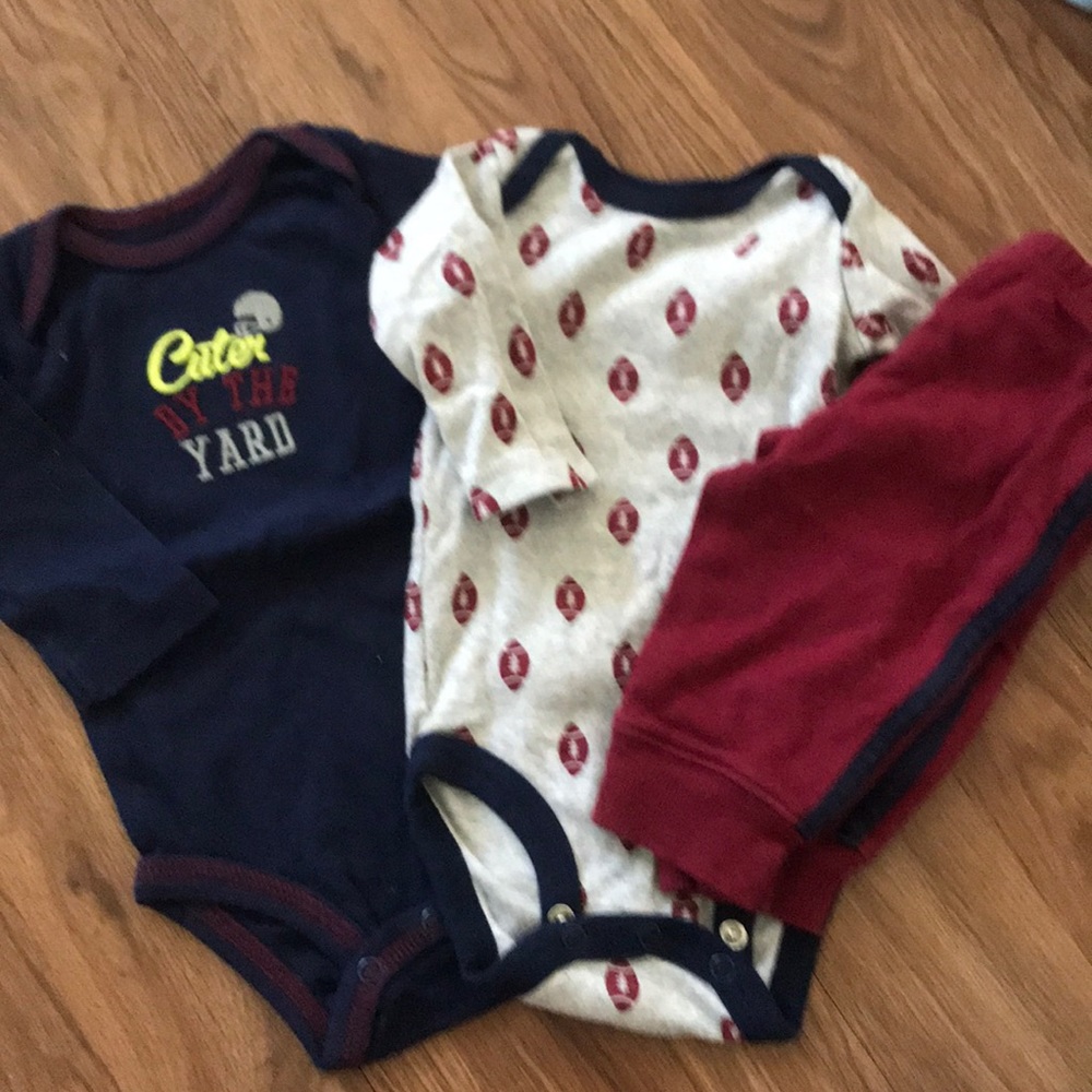 Long sleeve football onesie and pant set